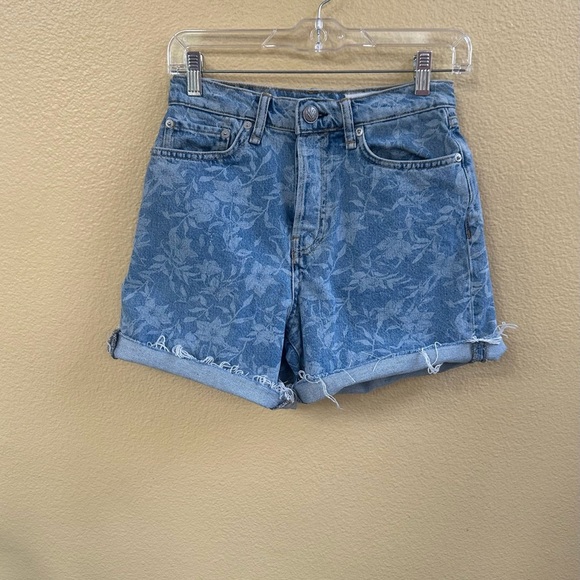 Rag & Bone Maya High Rise Floral Laser Print Raw Hem 6” Jean Short Size 25 EUC! - Picture 9 of 15